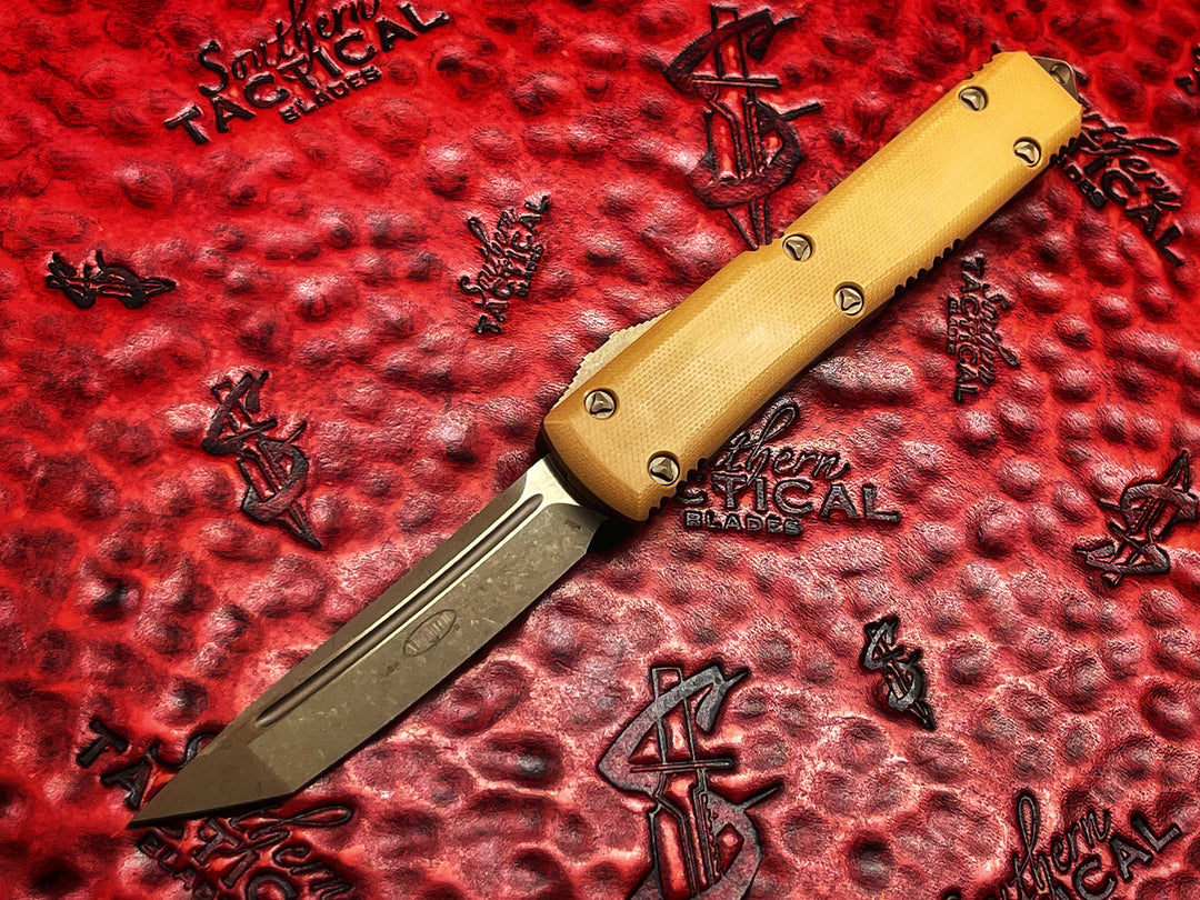 Microtech Ultratech Tanto Signature Series Tan G10 Top Apocalyptic