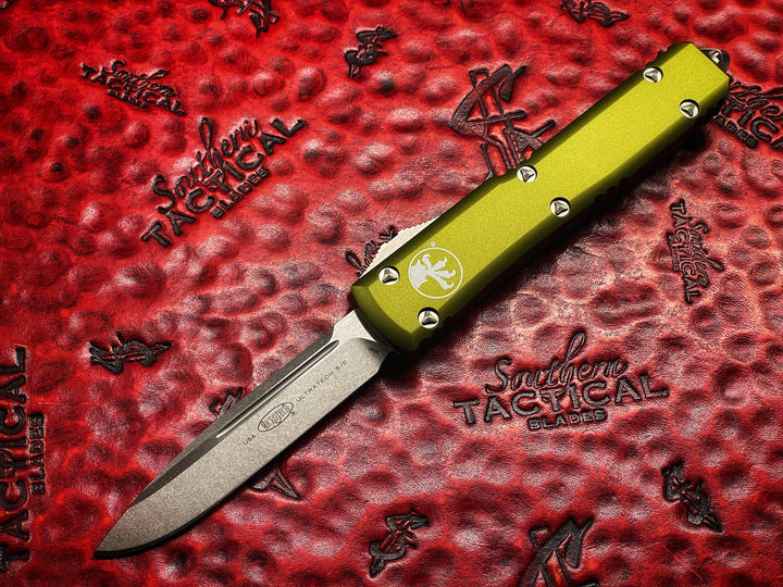 Microtech Ultratech Single Edge Stonewash Standard OD Green