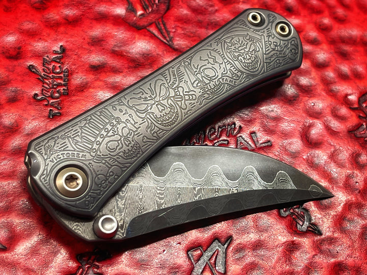 Borka Blades SBKF, Vegas Forge Nitro V Core Damascus, Ti2 Four Horsemen Titanium Scales, Manual Folding Knife