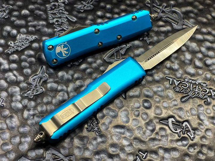 Microtech UTX85 Double Edge Satin Standard Turquoise