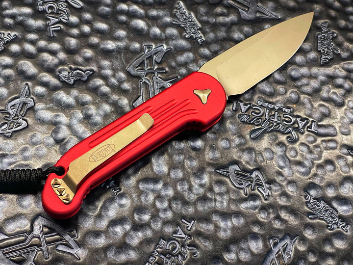 Microtech LUDT Single Edge Bronzed Standard Red automatic OTS knife