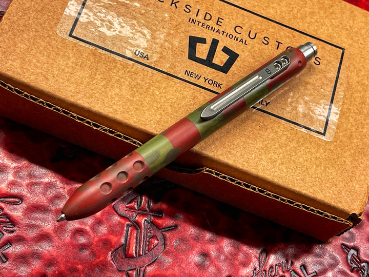 Blackside Customs Pen Click Tank Freddy Krueger / Dirty Sweater Cerakote, American Brass Body, Titanium Clip