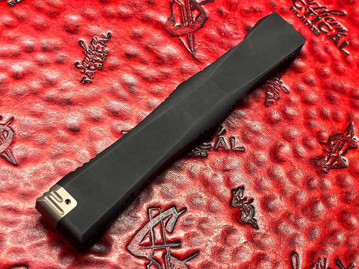 MARFIONE Custom Knives Vintage Nemesis IV, Hand Ground Bead Blast Double Edge Standard, Aluminum Chassis, Single Action OTF