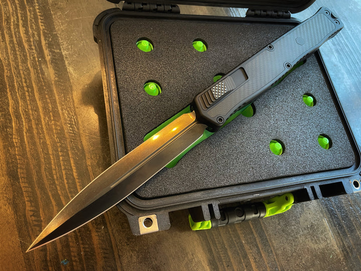 Heretic Knives 2X Cleric 2, Double Edge, DLC, Carbon Fiber Inlay, Serial #007