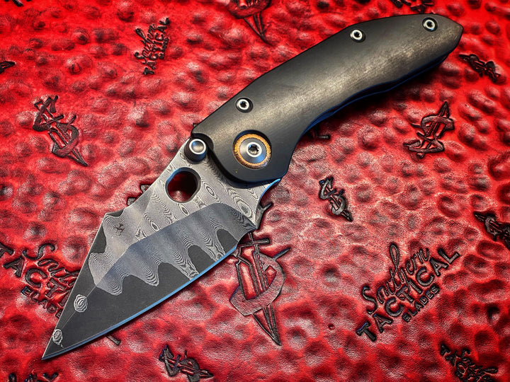 Borka Blades Stitch Custom Damascus Folding Knife Vegas Forge San Mai Nitro V-Core Blade