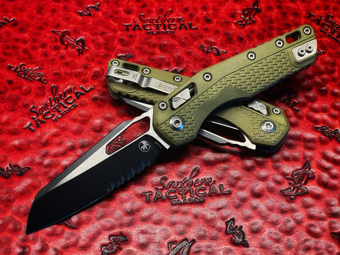 Ram Blade Microtech Knives MSI RAM-LOK Black Blade Part Serrated OD Green Polyme