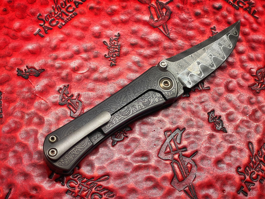 Borka Blades SBKF, Vegas Forge Nitro V Core Damascus, Ti2 Four Horsemen Titanium Scales, Manual Folding Knife