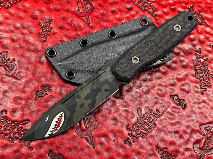 Blackside Customs Plan B. Single Edge Fixed Blade Flying Tiger Cerakote