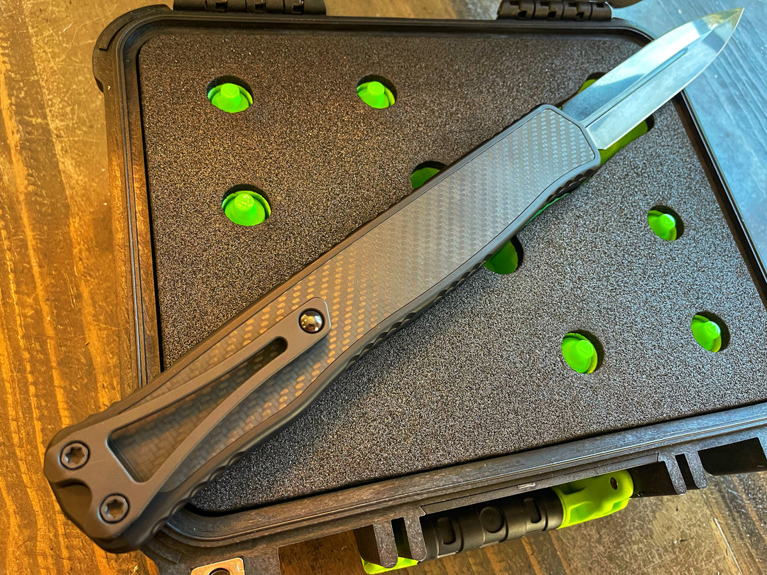 Heretic Knives 2X Cleric 2, Double Edge, DLC, Carbon Fiber Inlay, Serial #007