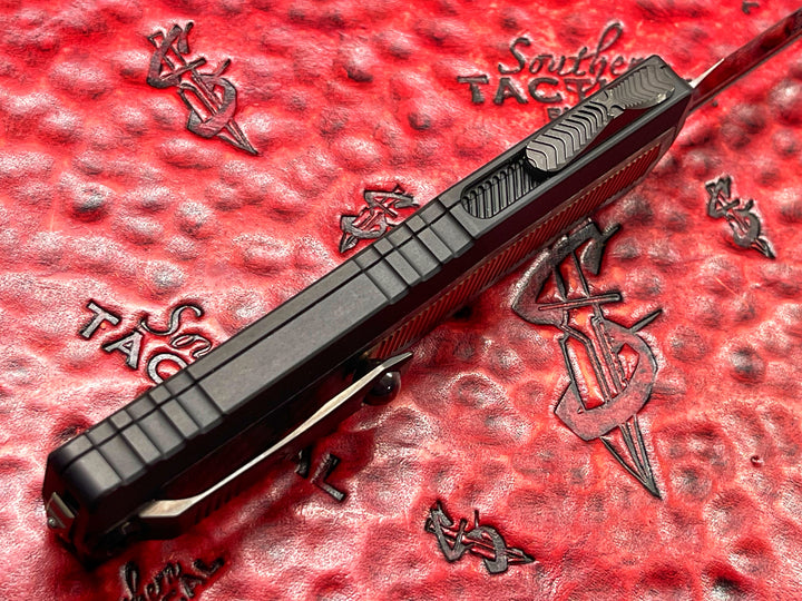 MARFIONE Custom Atreus ZBP OTF Double Edge, DLC Cracked Ice w/ Bronze 6AL4V Titanium Inlay, Anodized Alloy, w/ Carbon Fiber and Bronze Titanium Inlay (PRE-OWNED)