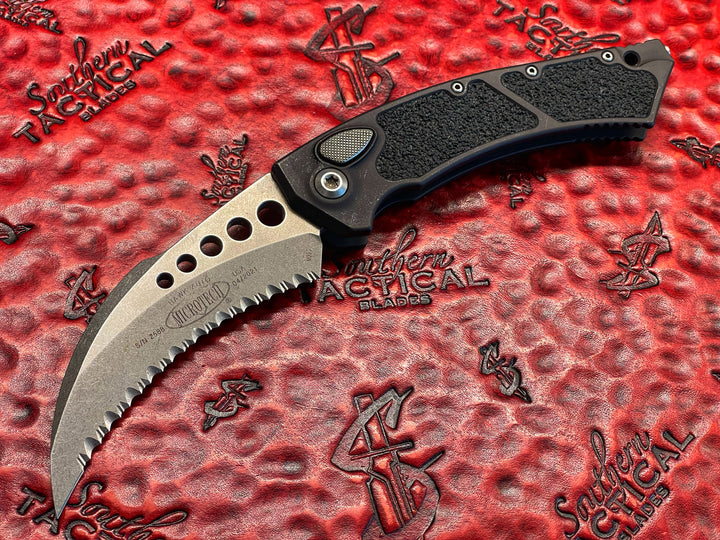 Pre-Owned Microtech Hawk Automatic Stonewashed Full Serrated