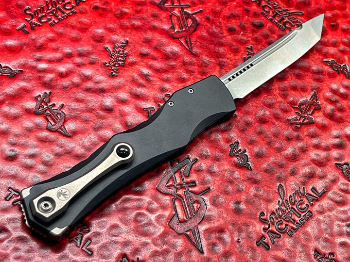 Microtech HALO IV Tanto Edge MARFIONE Select, Stonewash finish, Anodized Alloy, Double Vapor Blast Stainless Hardware (PRE OWNED) Single Action OTF Knife