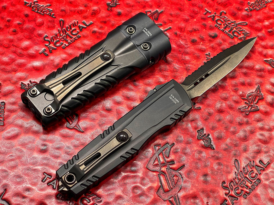 Microtech Luminary ZBP OTF DLC Full Serrated Knife Set Surefire Collab (PRE OWNED)