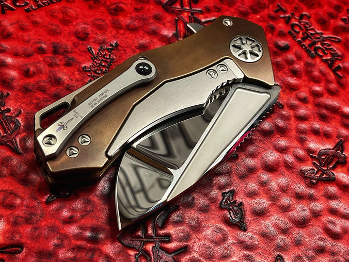 Marfione Custom StarLord, Mirror Polished Star Grind Recurve, Trillium Copper Scales Folding Knife