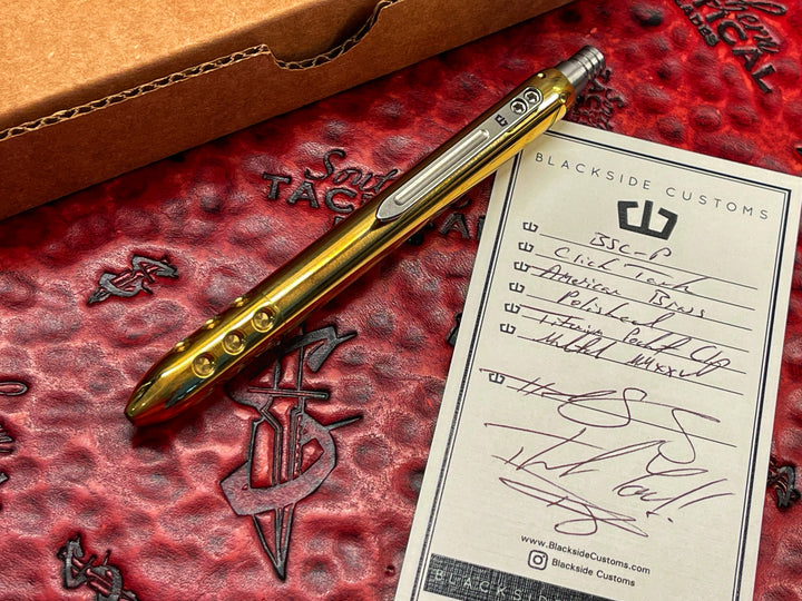 Blackside Customs Click Tank Pen, Polished American Brass