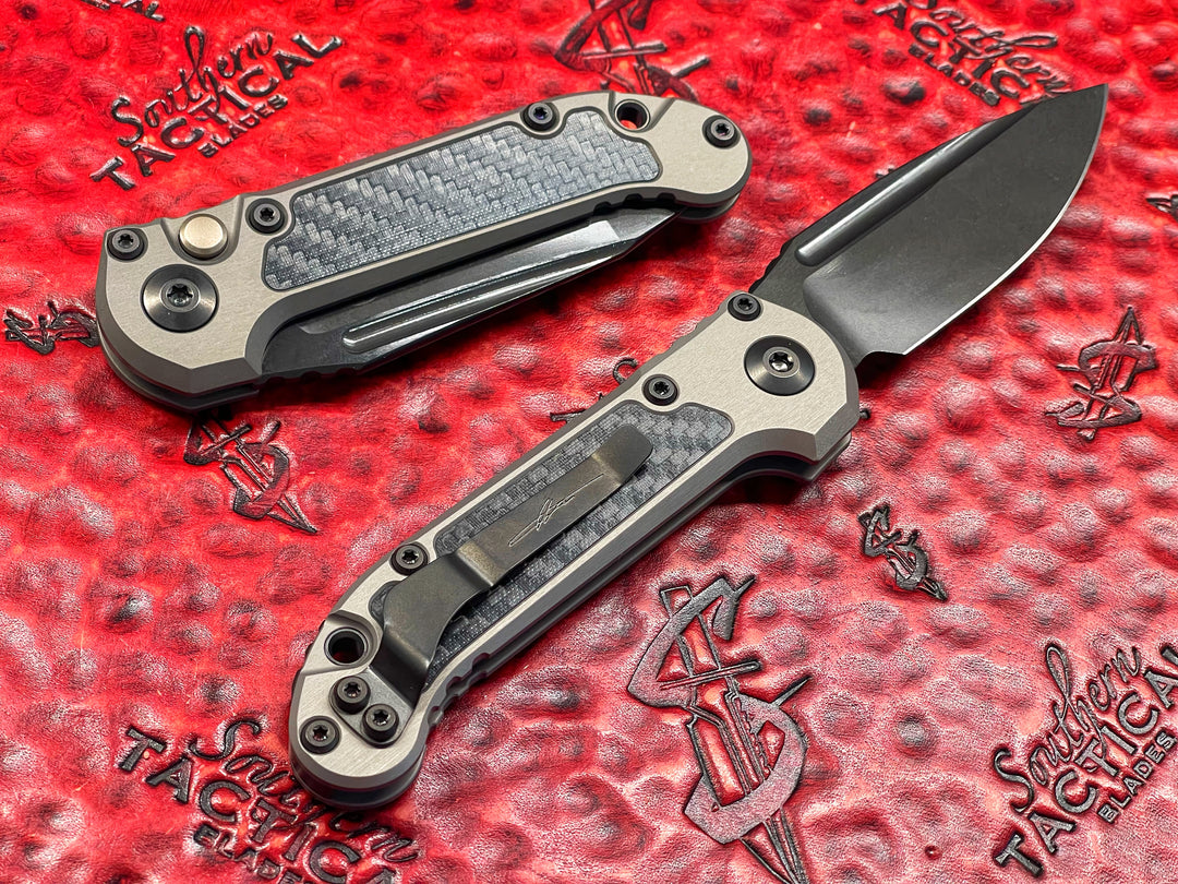 Microtech LUDT GEN III S/E DLC STANDARD NATURAL CLEAR, DLC Accents, CARBON FIBER INLAY, Single Action OTS Knife