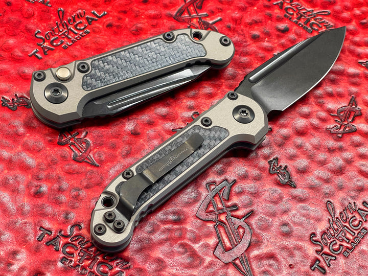 Microtech LUDT GEN III S/E DLC STANDARD NATURAL CLEAR, DLC Accents, CARBON FIBER INLAY, Single Action OTS Knife
