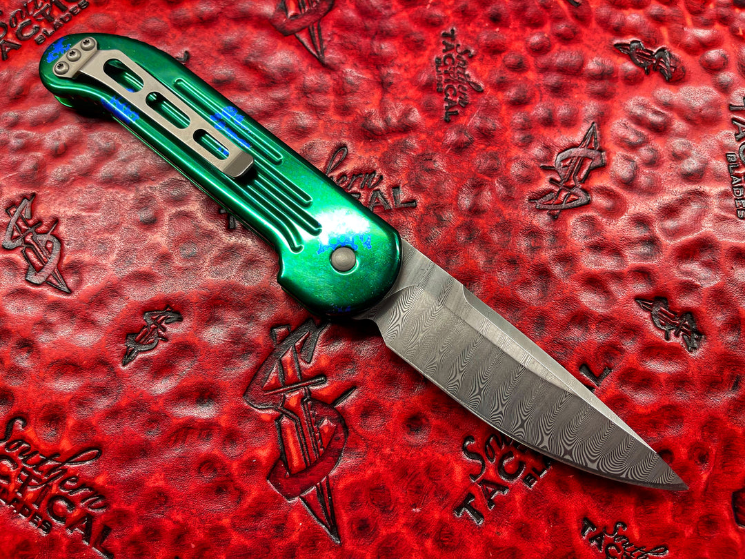 Microtech Splash LUDT Damascus Folding Knife OTS Automatic “Vintage”