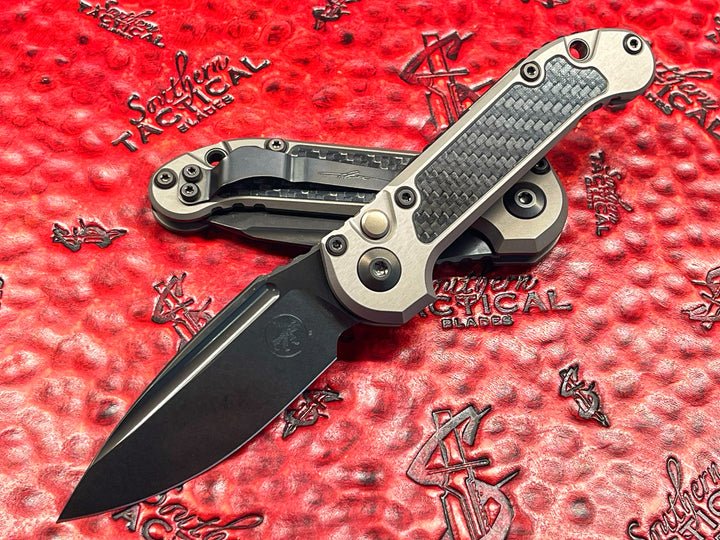 Microtech LUDT GEN III S/E DLC STANDARD NATURAL CLEAR, DLC Accents, CARBON FIBER INLAY, Single Action OTS Knife