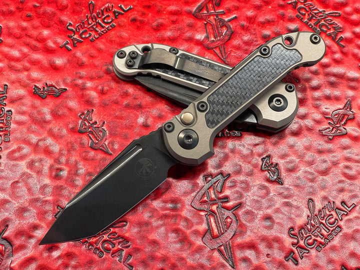 Microtech LUDT GEN III T/E DLC STANDARD NATURAL CLEAR w/ DLC Hardware CARBON FIBER INLAY, Single action OTS Knife