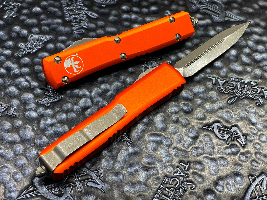 Microtech Ultratech D/E Full Serrated OTF Knife Apocalyptic Orange