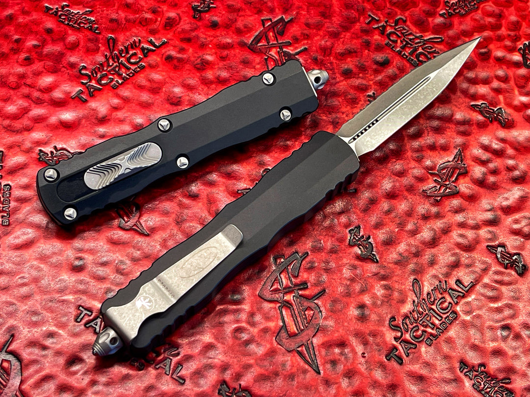 Microtech Dirac Delta Double Edge Apocalyptic Full Serrated OTF Automatic Knife