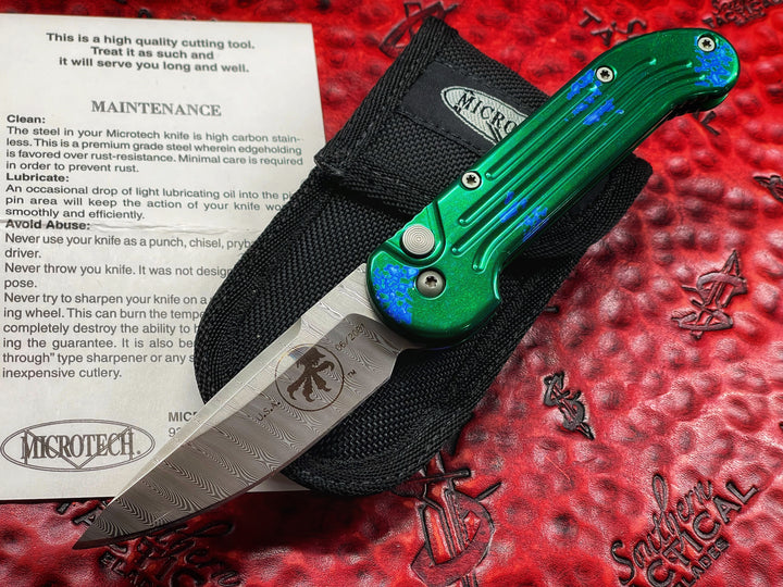 Microtech Splash LUDT Damascus Folding Knife OTS Automatic “Vintage”