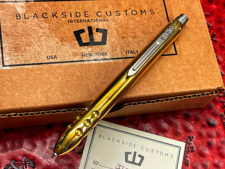 Blackside Customs Click Tank Pen, Polished American Brass