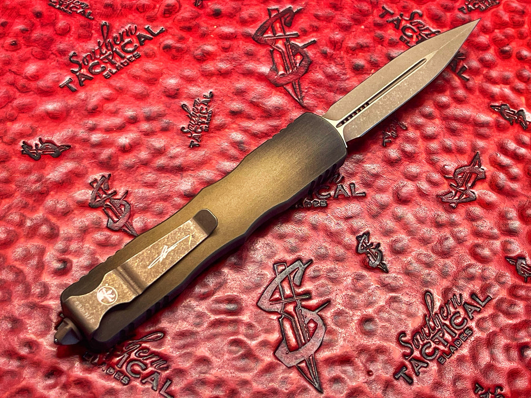 Microtech Dirac Delta, Double Edge, Antique Bronze Cerakote Standard Signature Series, Double Action OTF Knife