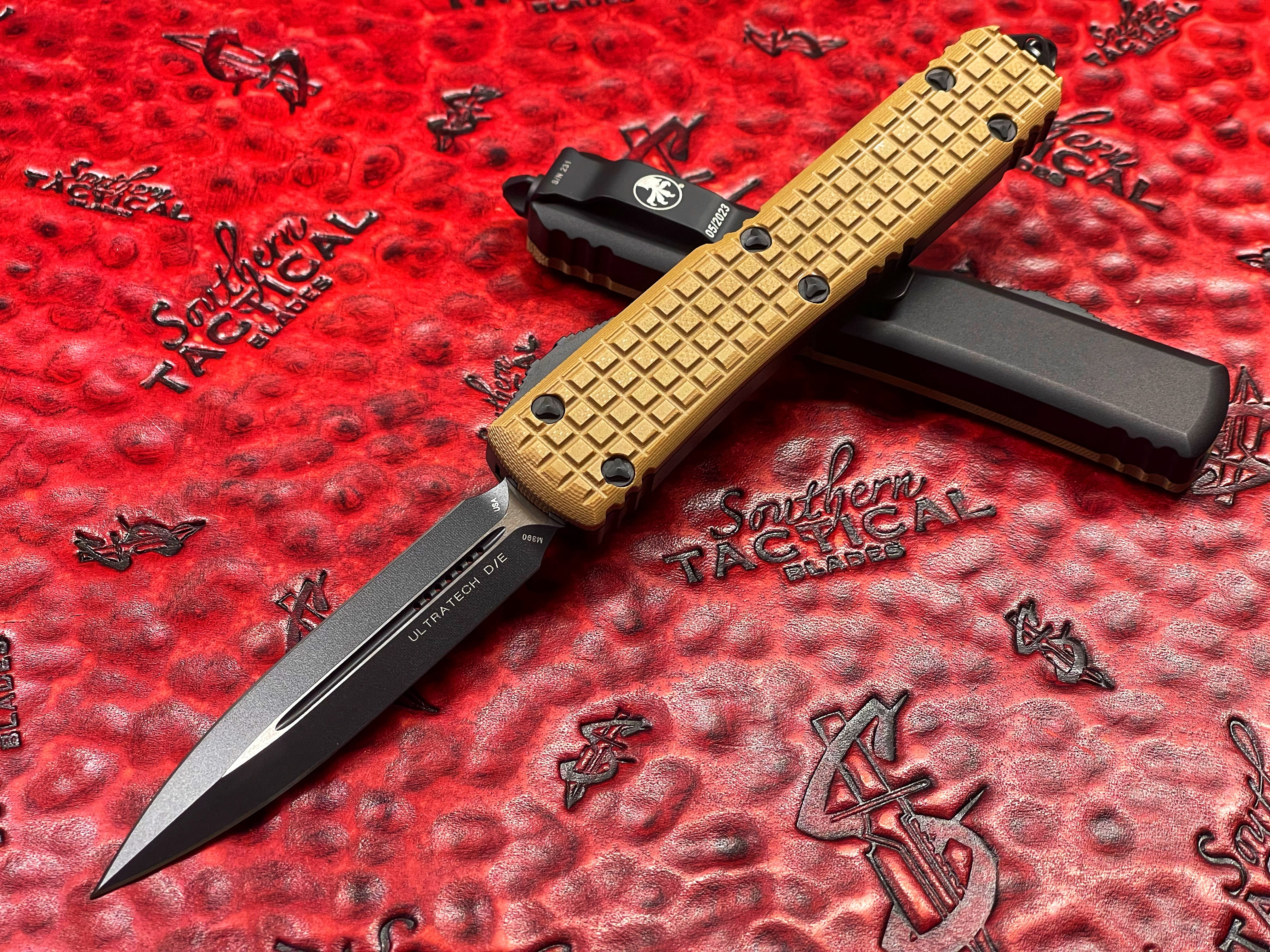Microtech Ultratech Double Edge Standard Tan Frag G10 Signature Series
