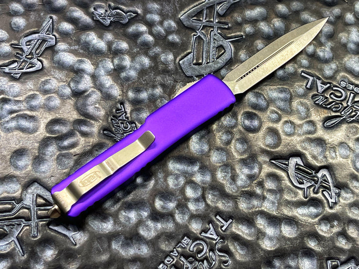 Microtech UTX-70 OTF Automatic Knife Double Edge Stonewashed Standard Purple