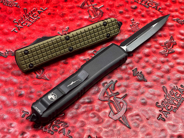 Microtech Ultratech D/E Full Serrated OD Green Frag G10 Top Signature Series OTF Knife
