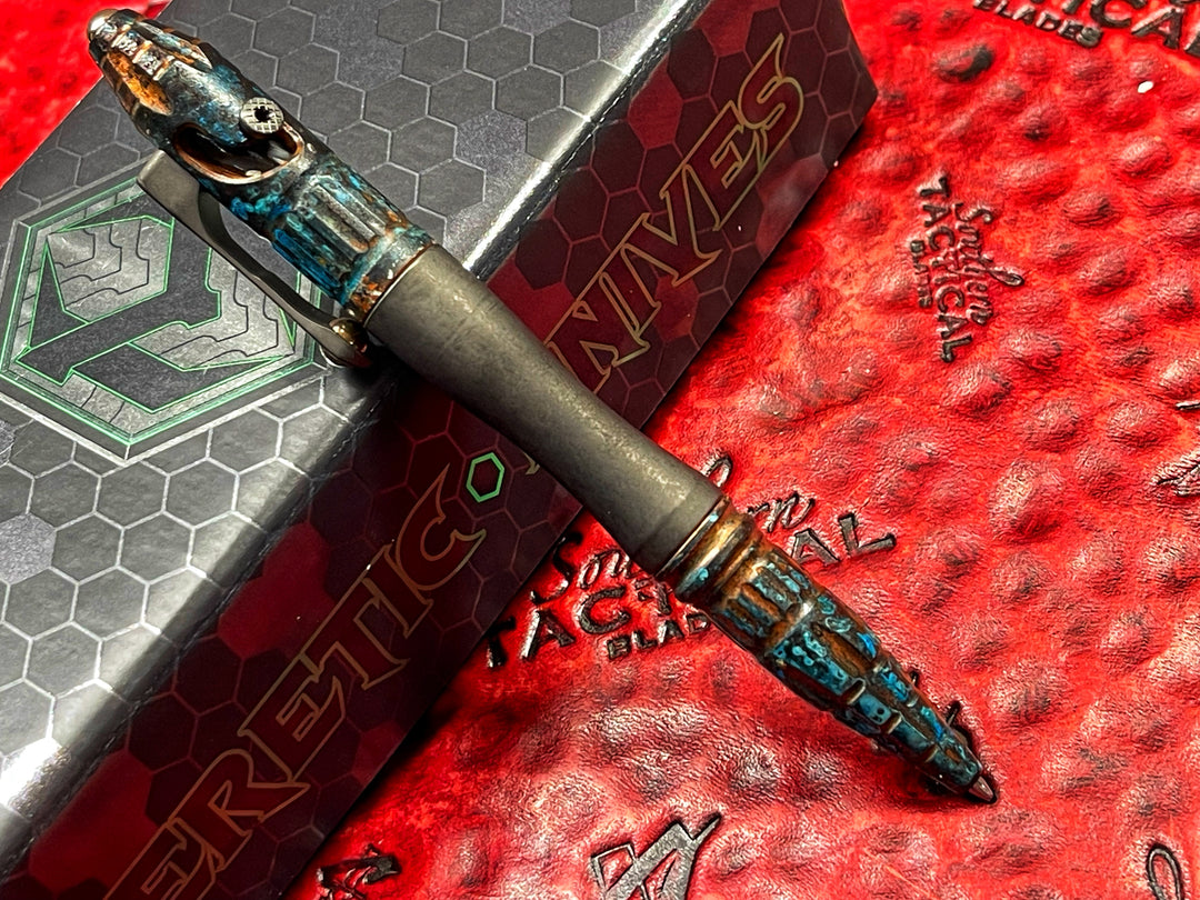 Heretic Knives THOTH Modular Chemtina Copper, DLC Titanium Bolt-Action Pen