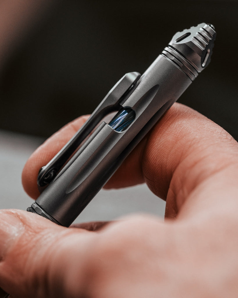 Microtech Kyroh Mini Titanium Bolt Action Pen - Bead Blast Finish With  Tritium Insert