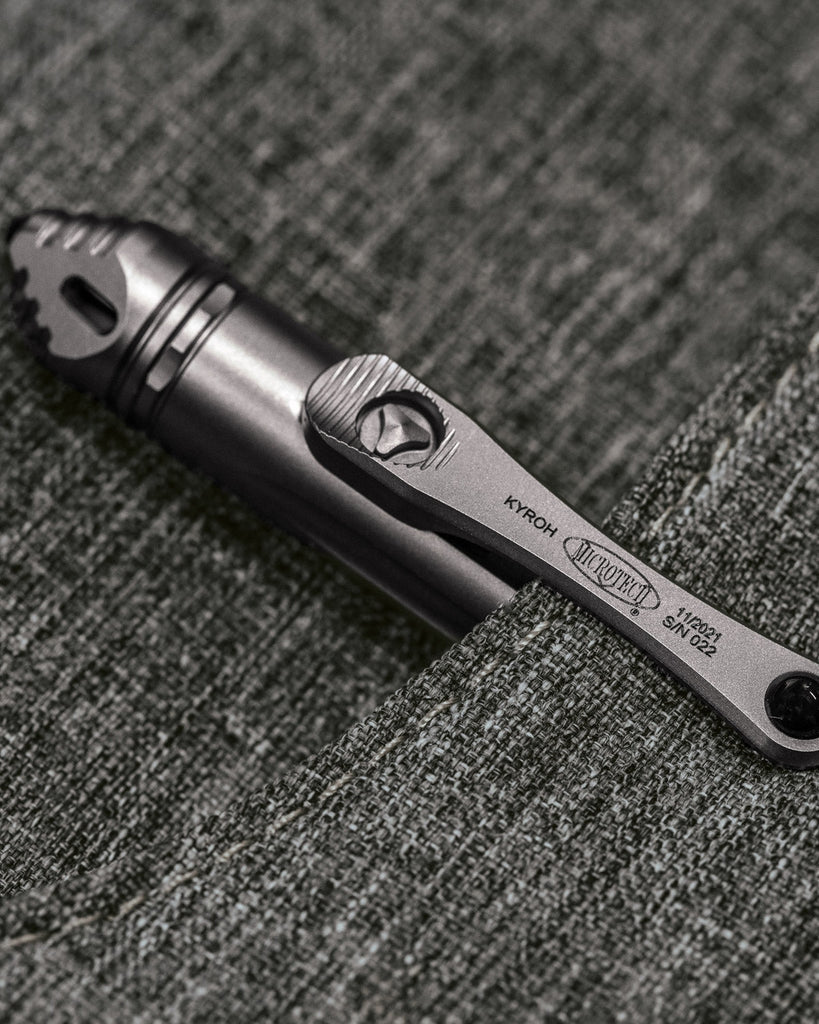 Microtech Kyroh Mini Titanium Bolt Action Pen - Bead Blast Finish With  Tritium Insert
