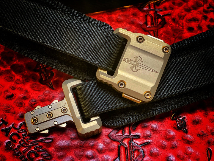 Marfione Custom Apis Belt - Tactical Black Nylon with Bronze Titanium Buckle