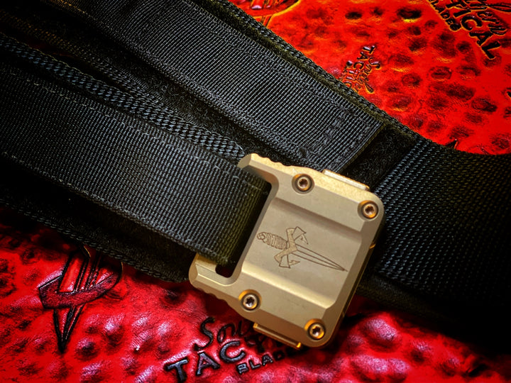 Marfione Custom Apis Belt - Tactical Black Nylon with Bronze Titanium Buckle