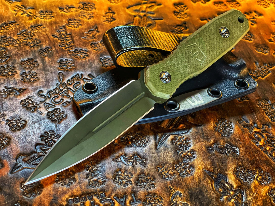 Blackside Customs P7 (Phase 7) Fixed Blade Dagger OD Green G10 Scales OD Green Cerakote Blade
