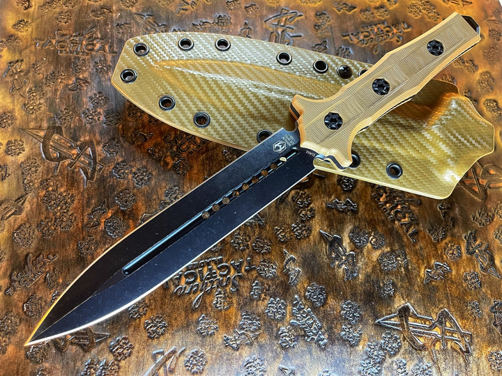 Heretic Knives Nephilim Fixed Black Blade w/ Flat Dark Earth G10 Scales