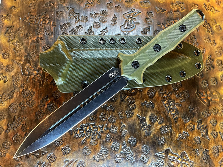 Heretic Knives Nephilim Fixed Blade DLC Blade w/ OD Green G10 Scales