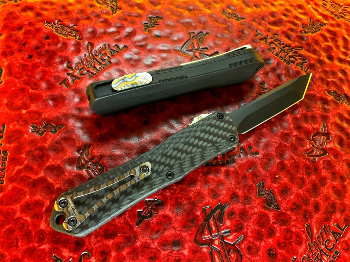 Heretic Knives Manticore E Tanto Edge DLC, Carbon Fiber Top, Flamed Ti accents and DLC Hardware