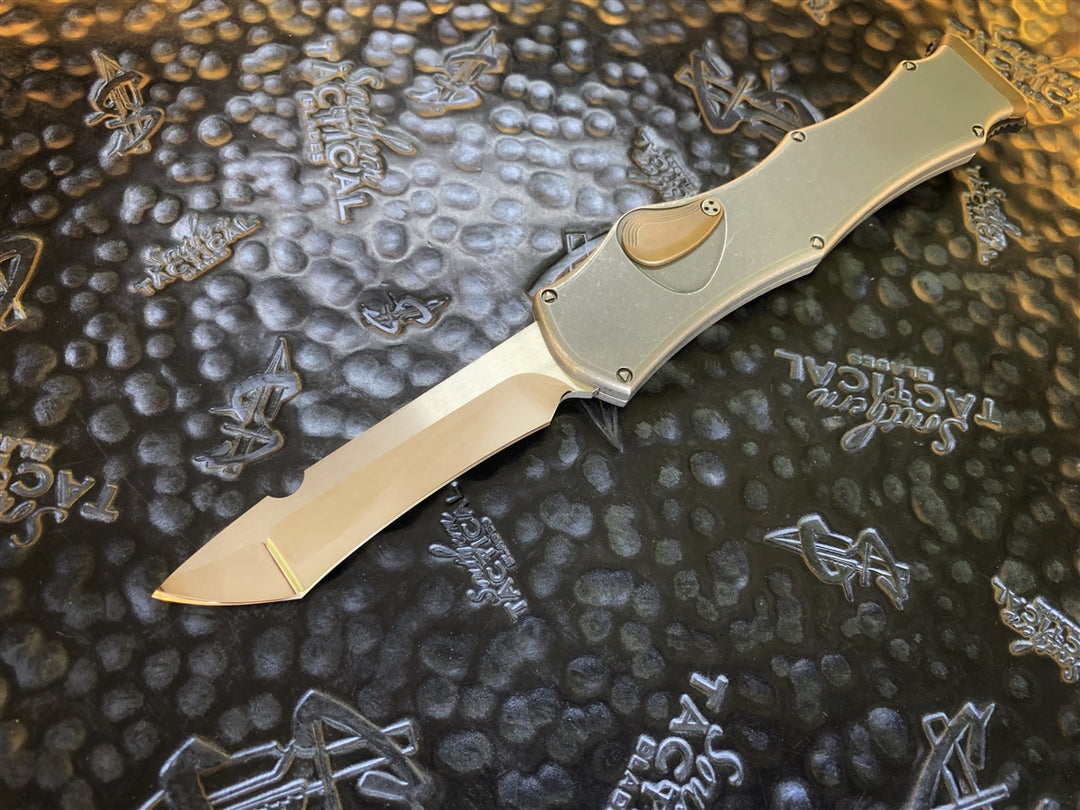 Heretic Knives Custom Hydra, Recurve Tanto, Mirror Polished Elmax, Royalloy Stainless Steel, Copper Accents