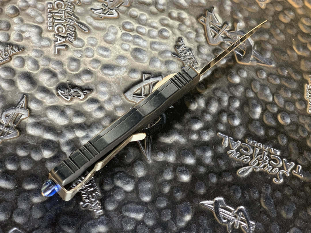 Marfione Custom Knives Dirac Double Edge Mirror Polished Hefted Aluminum Blue Titanium Accents