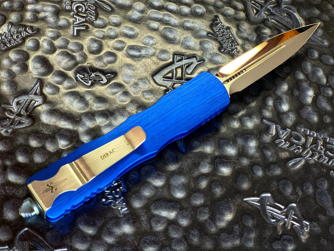 Marfione Custom Dirac Double Edge Mirror Polished Blue Anodized Hefted Aluminum Two tone ringed Blue Titanium Accents