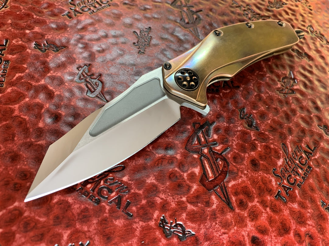 Marfione Custom Matrix, Mirror Polished Elmax, Copper Scales With Copper Ringed Accents