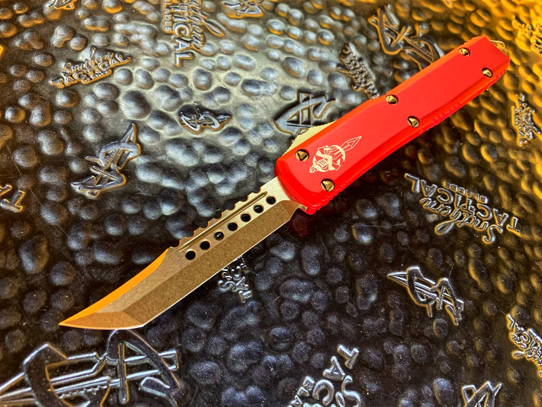 Microtech Hell Microtech Ultratech Hellhound Bronzed Standard Red
