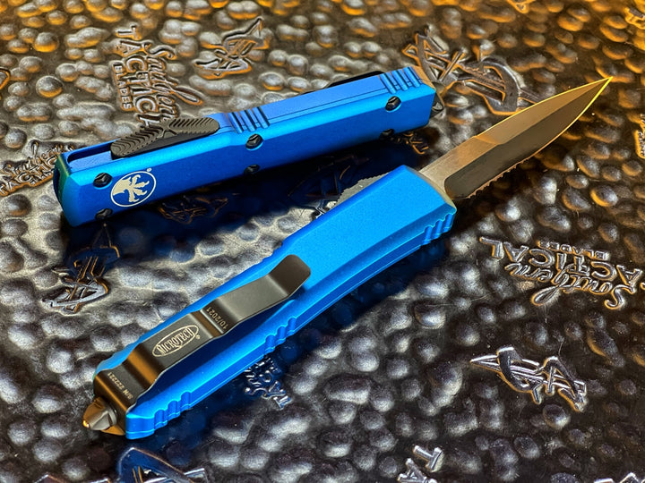 Microtech Ultratech Bayonet OTF Automatic Knife Blue Serrated Standard
