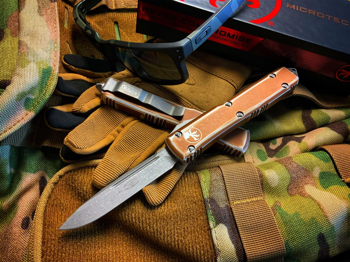 Microtech Ultratech Single Edge Apocalyptic Distressed Tan Standard