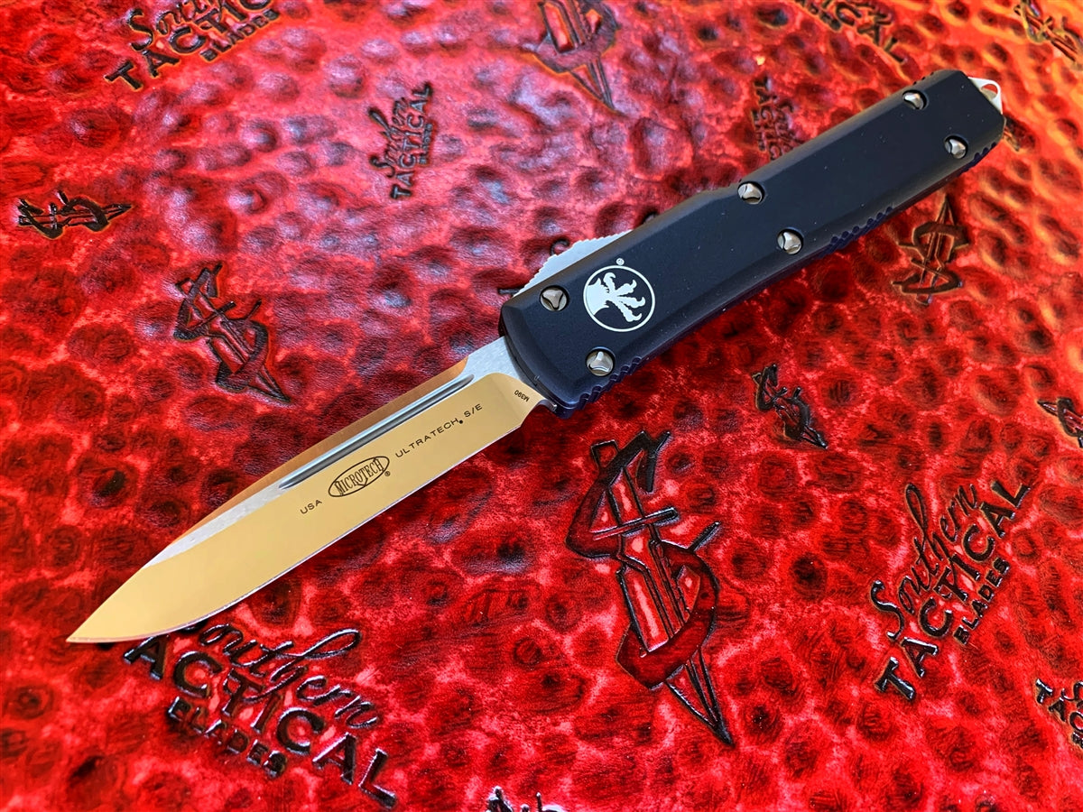 Microtech Ultratech Single Edge Satin Standard Black Chassis 