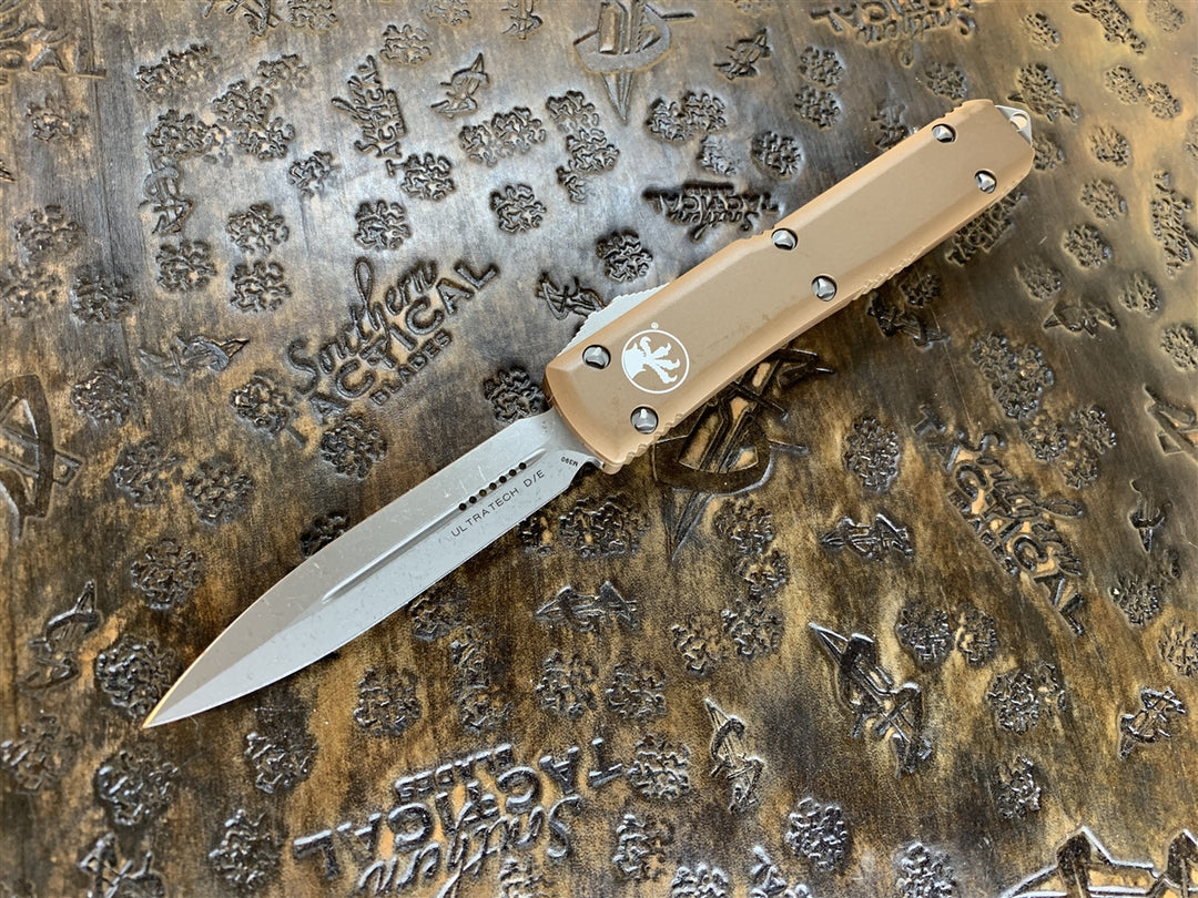 Microtech Ultratech OTF Automatic Knife Double Edge Apocalytic Standard Tan